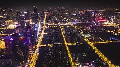 8K航拍南京城市天际线夜景河西全景延时视频的预览图